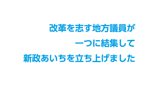 改革を志す地方議員が 一つに結集して 新政あいちを立ち上げました